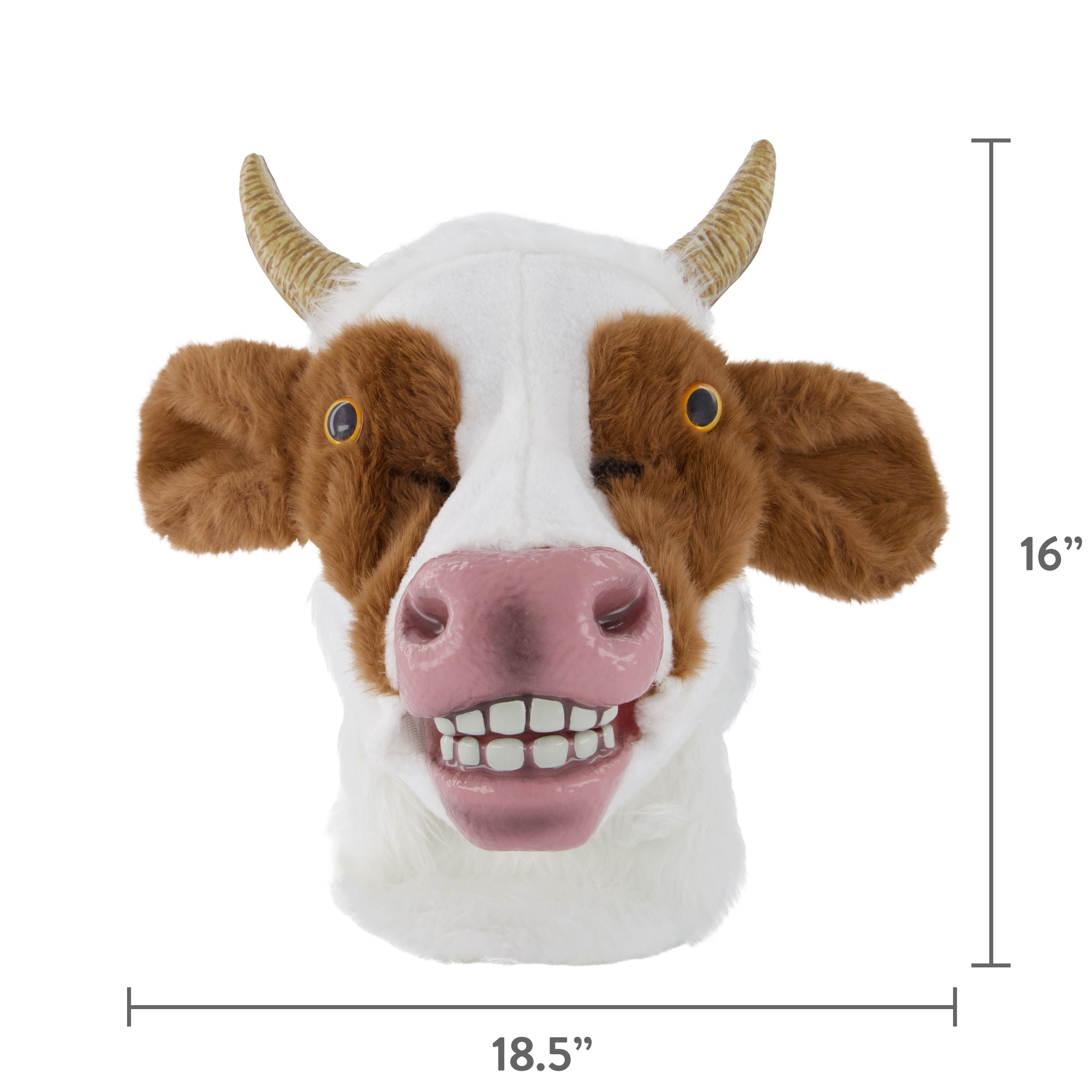 Animalistic Cow Mask Costume Accessory for Adults, Brown and White, Halloween by Way To Celebrate