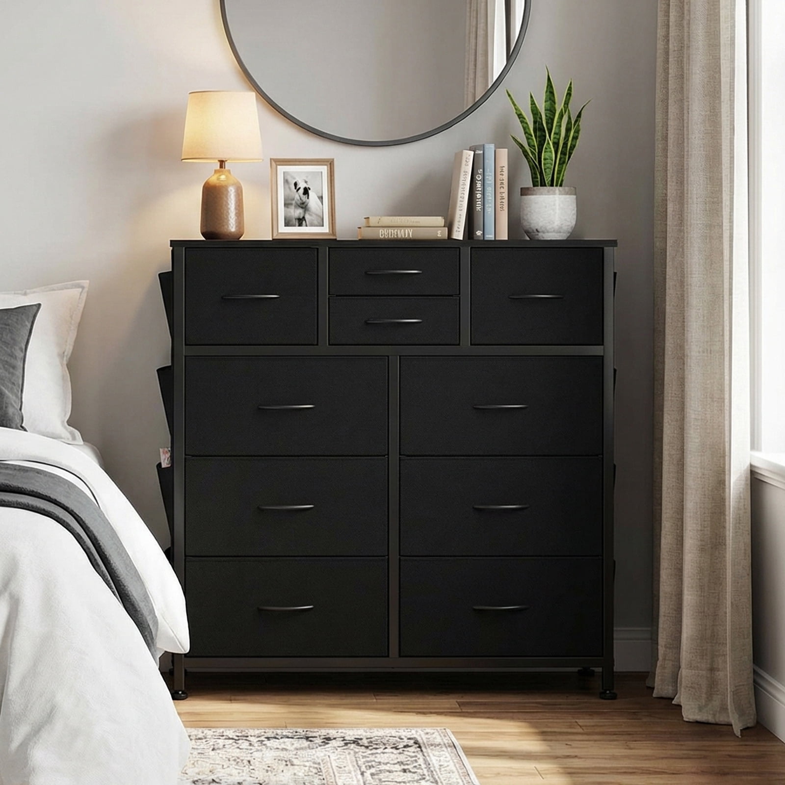 CONCETTA Dresser Storage with 10 Drawers,Storage Organizer for Closet, Wood Top for Bedroom, Living Room, Black