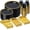 Black and Gold, variant on 600PCS Silver Disposable Plastic Plates, Silver Plastic Dinnerware Set Includes 100 Dinner Plates, Dessert Plate, Cups, Spoons, Forks, Knives for 100 Guests, Perfect for Party, Wedding, Birthday