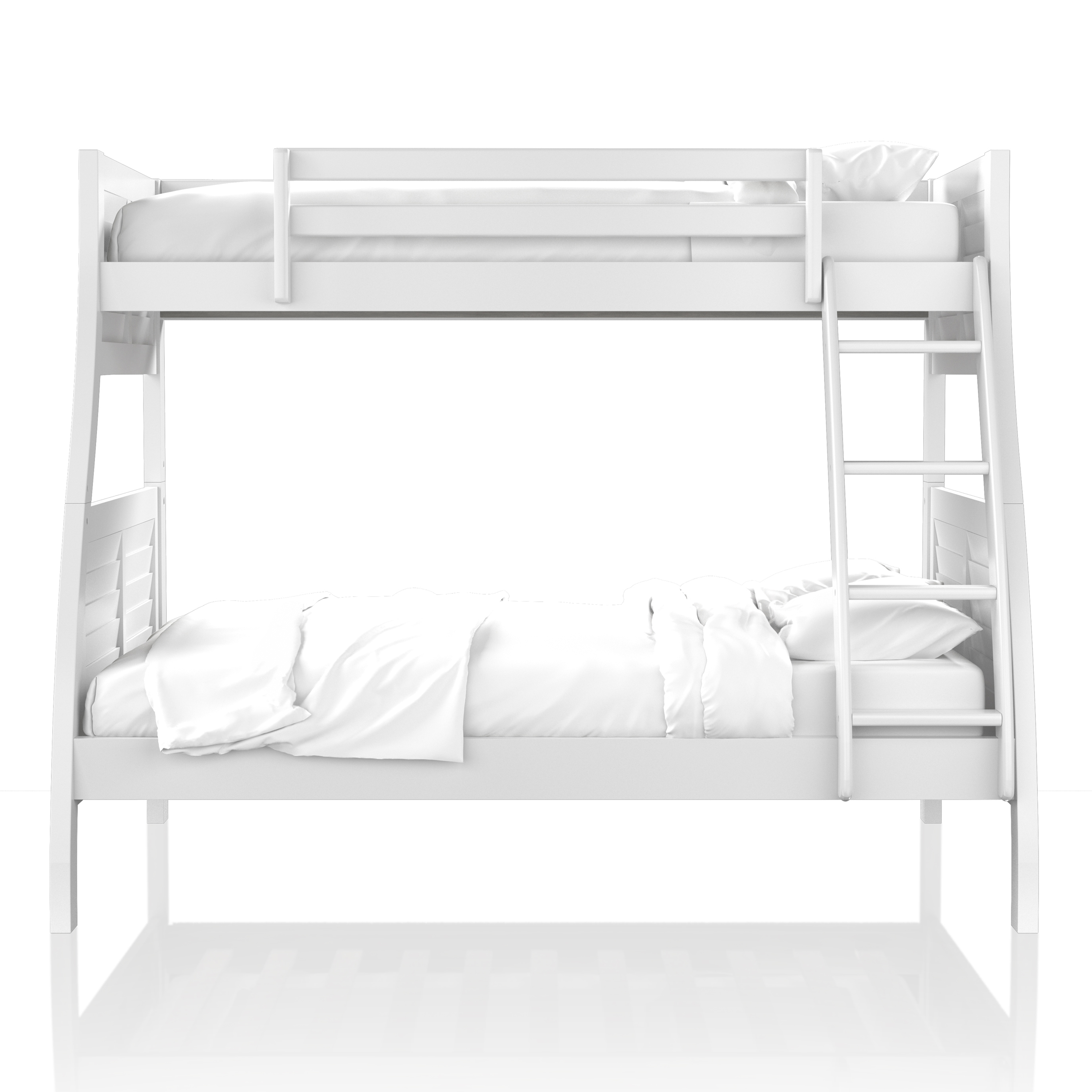 Furniture of America Sabir Kids Solid Wood Twin-over-Full Bunk Bed, Antique White