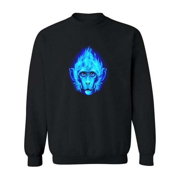Fiery Blue Monkey Head Sweatshirt Women -Image by Shutterstock, Female x-Large