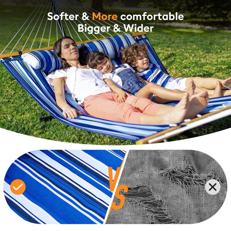 KEESTP 2 Person Portable Double Hammock Without Stand - 500lb Capacity Outdoor Hammock for Camping, Backyard - Blue