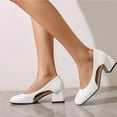 thumbnail image 5 of KIJBLAE Women Cut out Pumps Elegant Solid Color Office Ladies Shoes Thick Heels Hollow Out Party Dress Shoes High Heels Slip-On Female Footwear White 36, 5 of 6
