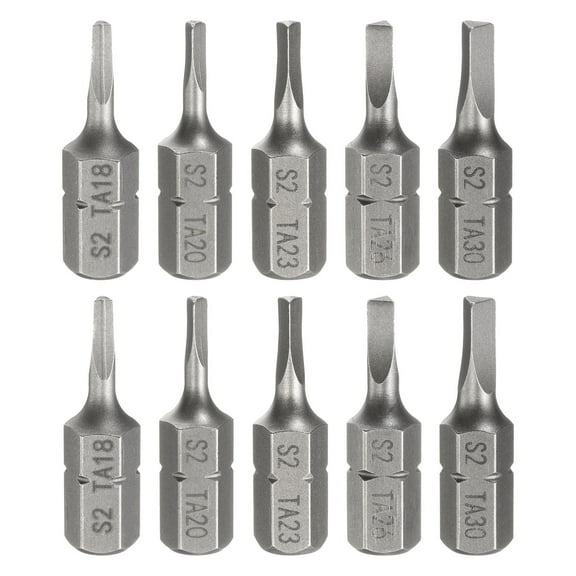Uxcell 10pcs Magnetic Triangle Screwdriver Bit TA18-TA30 1/4" Hex Shank 1" (25mm) Long Magnetic S2 Steel Industrial Grade Screw Driver Bit Triangular Head Electric Drill Bits