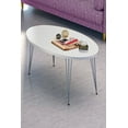 thumbnail image 1 of White Oval Coffee Table with 3-Rod Metal Legs, Coffee Table with Silver Side Details, Modern Round Coffee Table for Living Room,Accent table,Center Table for Living Room,Center Table for Living Room, 1 of 3
