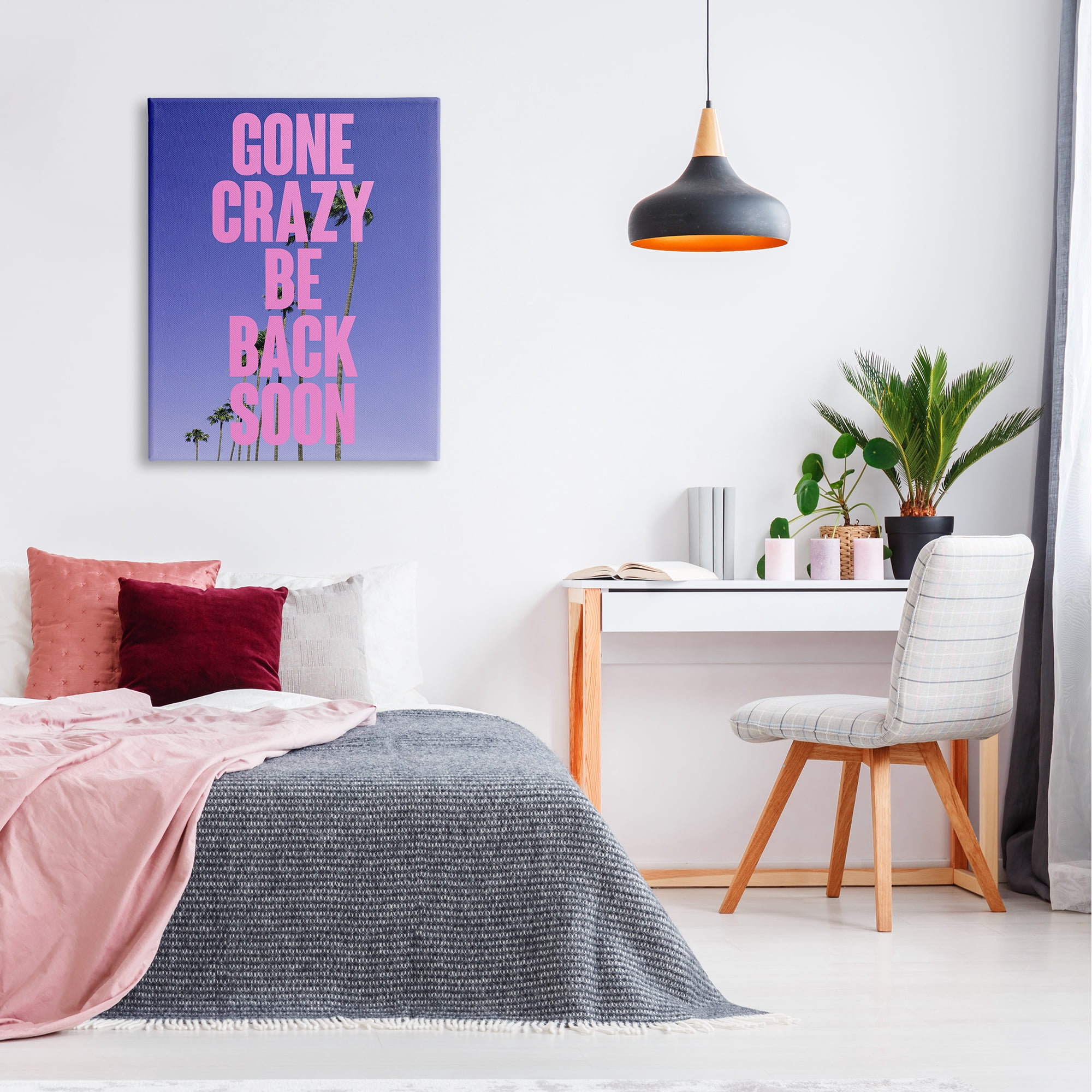 Stupell Industries Gone Crazy Back Soon Phrase Landscape Painting Gallery Wrapped Canvas Art Print Wall Art, 30 x 40