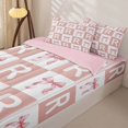 thumbnail image 3 of Homewish Girly Personalized Gifts Zipper Twin Comforter Sets with Fitted Sheet and 2 Pillowcases,Pink Grid Alphabet R Print Zipper Bedding Set For Kids,Pink Reversible,4-Piece, 3 of 7