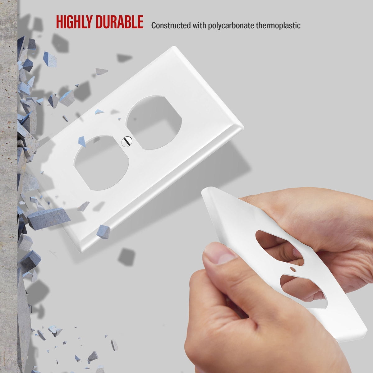 ENERLITES Decorator Wall Plate, Light Switch / Receptacle Outlet Cover, Gloss Finish, Mid-Size 1-Gang, Polycarbonate Thermoplastic, UL Listed, White (20 Pack)