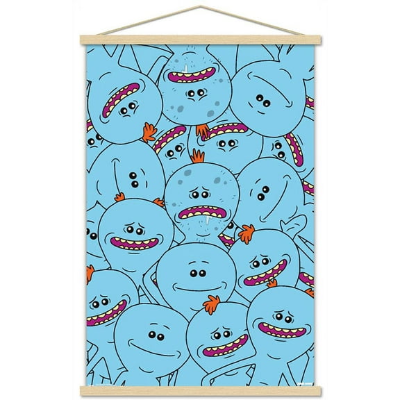 Rick And Morty - Mr. Meeseeks Wall Poster with Wooden Magnetic Frame, 22.375" x 34"
