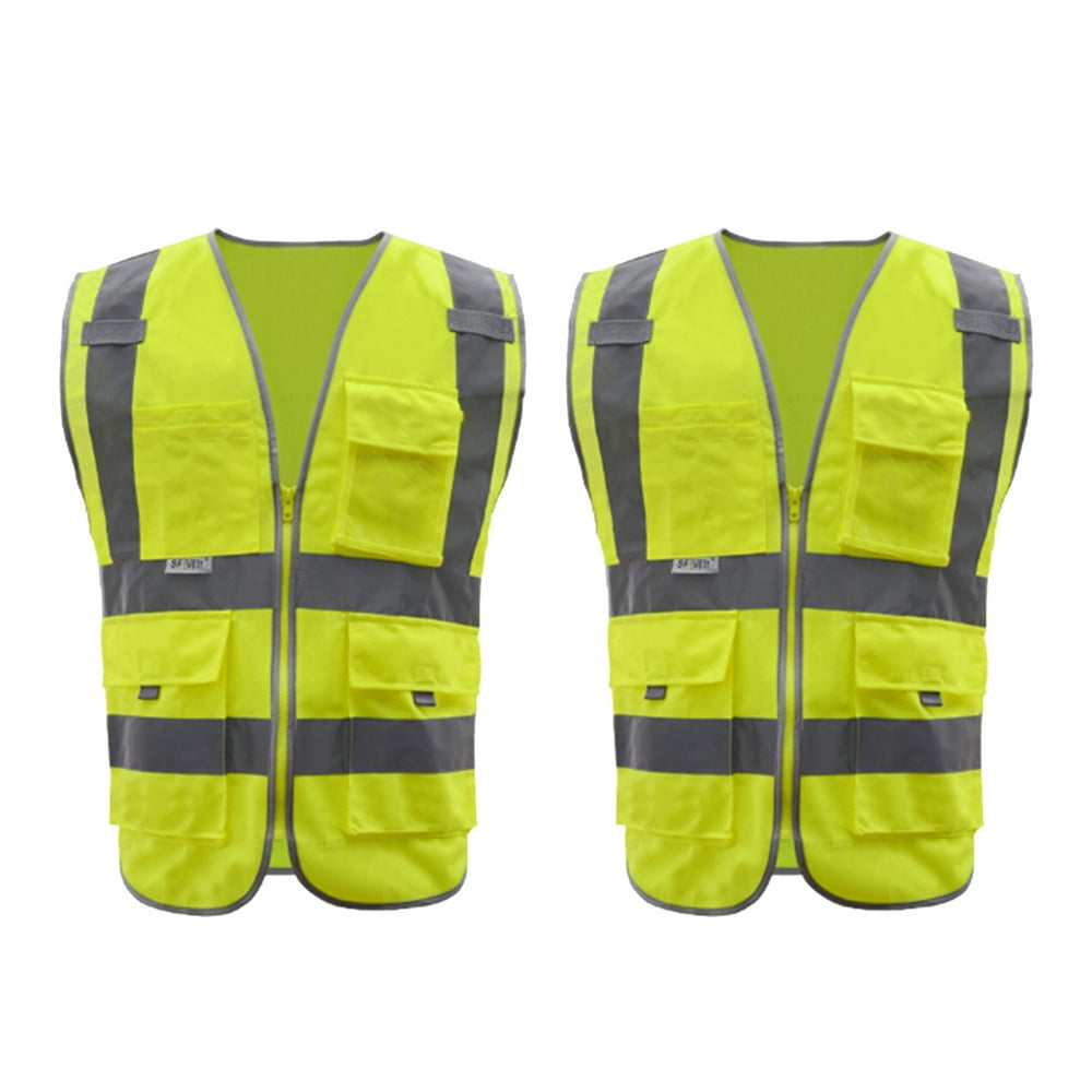 TOPTIE 2 PCS Printed HiVis Executive Vest, 8 Pockets High Visibility
