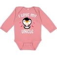 thumbnail image 3 of Inktastic I Love My Uncle with Cute Penguin and Hearts Girls Long Sleeve Baby Bodysuit, 3 of 5