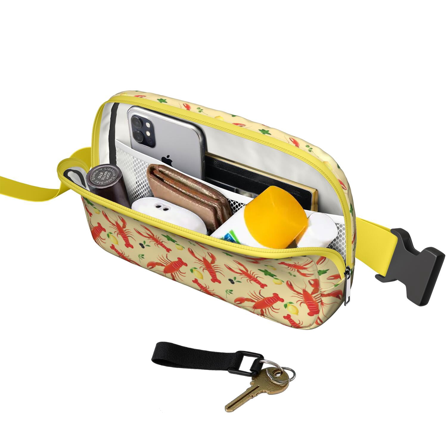 Tropical Lobster Belt Bag for Women – Nautical Sea Life Fanny Pack with Crustacean, Coral, Starfish & Coastal Ocean Vibes