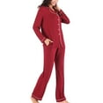 thumbnail image 6 of Samickarr Pajamas Set For Women 2Pcs Nightwear Sleeping Collar Nightshirt Button Down Long Sleeve Sleepwear And Pants Pjs Set Loungewear, 6 of 8