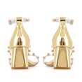 thumbnail image 2 of XYD Women Crystal Studs Transparent Strap Sandals Open Toe Ankle Strap Mid Chunky Heels Fashion Party Prom Shoes Size 11 Gold, 2 of 4