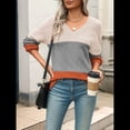 thumbnail image 4 of Suéter Informal de Larga con Cuello en V, Tejido Acanalado y Crochet Ligero para Mujer (Otoño 2025) Gris XXL, 4 of 7