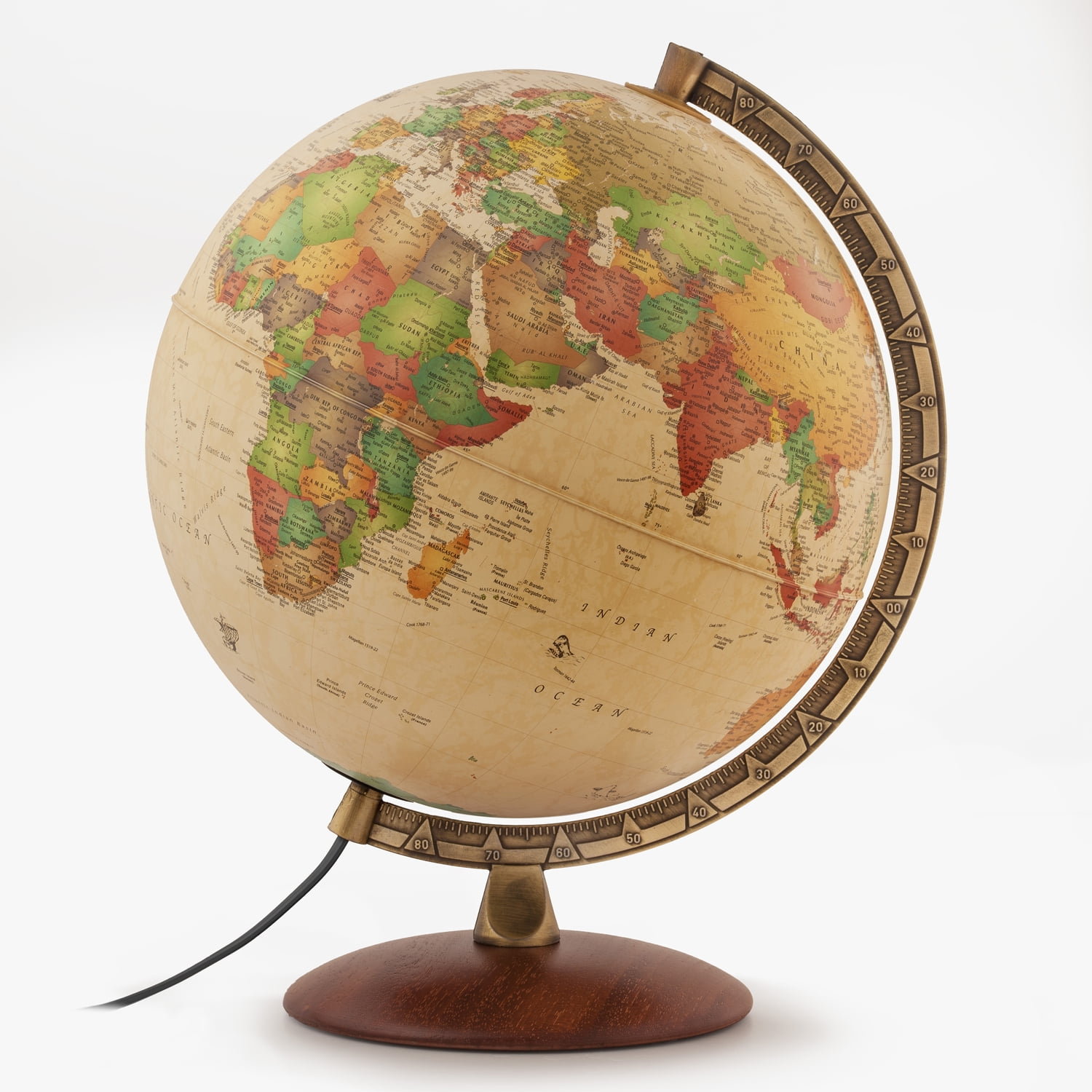 Waypoint Geographic Como Globe 12 Illuminated Antique Ocean-Style Globe Up-to-Date Globe Reference Globe Decorative World Globe For Home and Office Decor