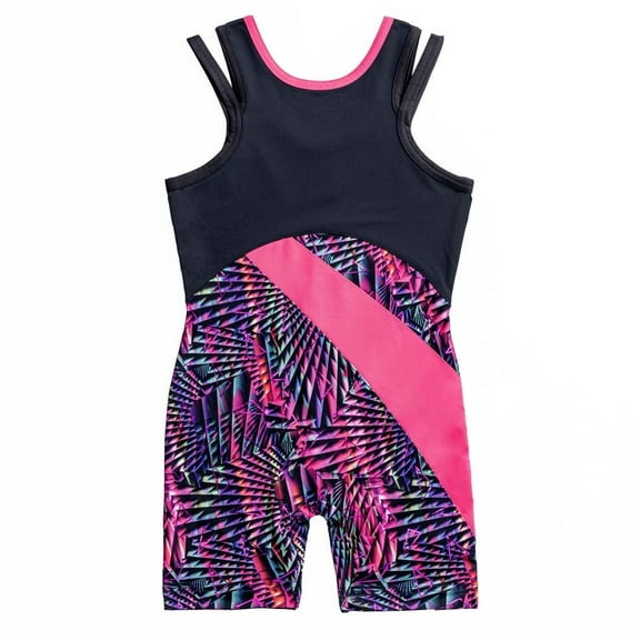 Rainbeau Moves Girls Dance & Gymnastics Metropolis Print Biketard, XS-XL