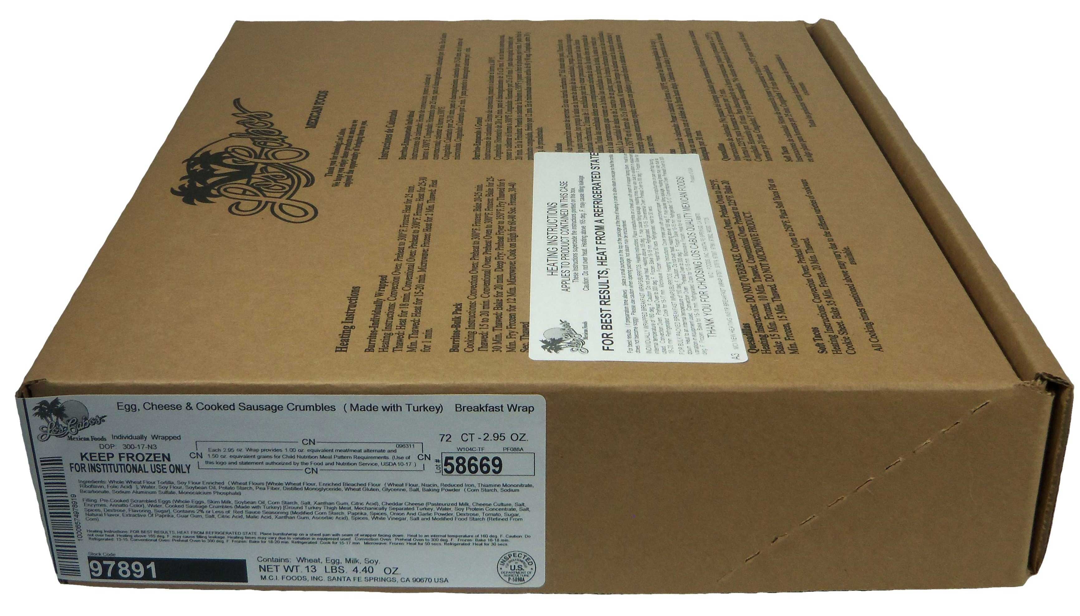 Los Cabos Egg & Sausage And Cheese Burrito 2.95oz (PACK OF 72)