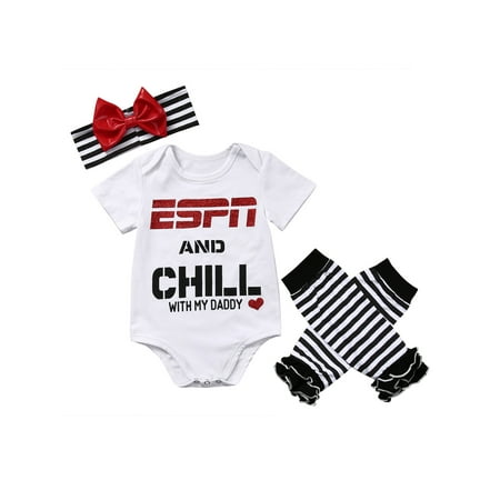 

Baby Girls ESPN Chill My Daddy Mommy Bodysuit Socks Outfit Headband