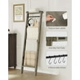 thumbnail image 4 of Blanket Ladder Shelf for Living Room, Decorative Quilt Rack with Storage Shelf, 6-Tier Farmhouse Ladder Holder Organizer with 4 Removable Hooks for Bedroom, Greige and Black, 4 of 16