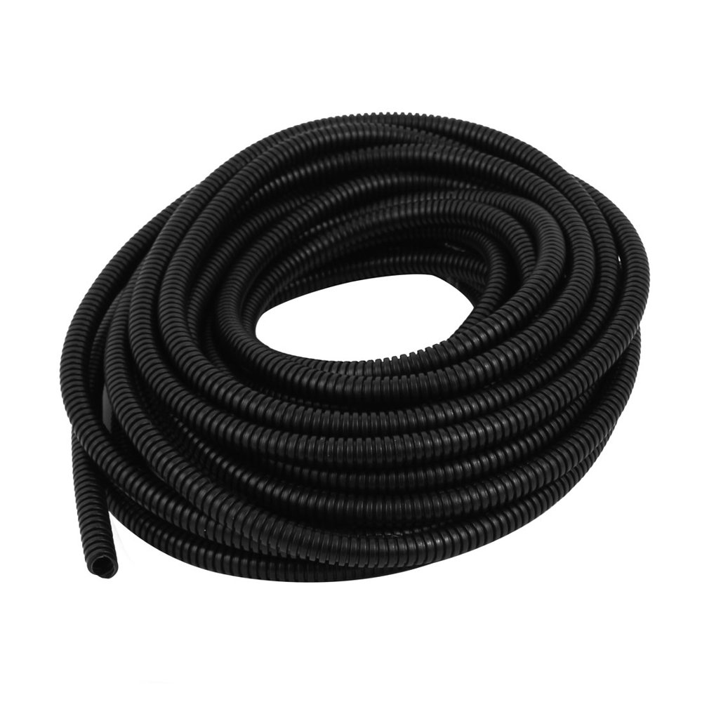 Black Plastic 7mm x 10mm Flexible Corrugated Conduit Pipe Hose Tube 9 ...