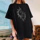 thumbnail image 1 of Pntutb Blusa de manga corta informal con estampado de sol y luna vintage para mujer Pntutb Pntutb-3462, 1 of 8