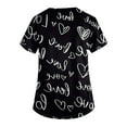 thumbnail image 5 of Garbnen Valentines Scrubs Plus Size V Neck Love Heart Pattern Short Sleeve Stretch Nursing Scrubs for Women with Pocket Womens Work Tops S-5XL, 5 of 5