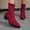 Wine, variant on Women Pointed Toe Block Mid Heel Ankle Boots Faux Suede Fashion Winter Short Boots Solid Color Versatile Indoor Outdoor Daily Casual Boots US Size 4.5 To 8.5 Wine
