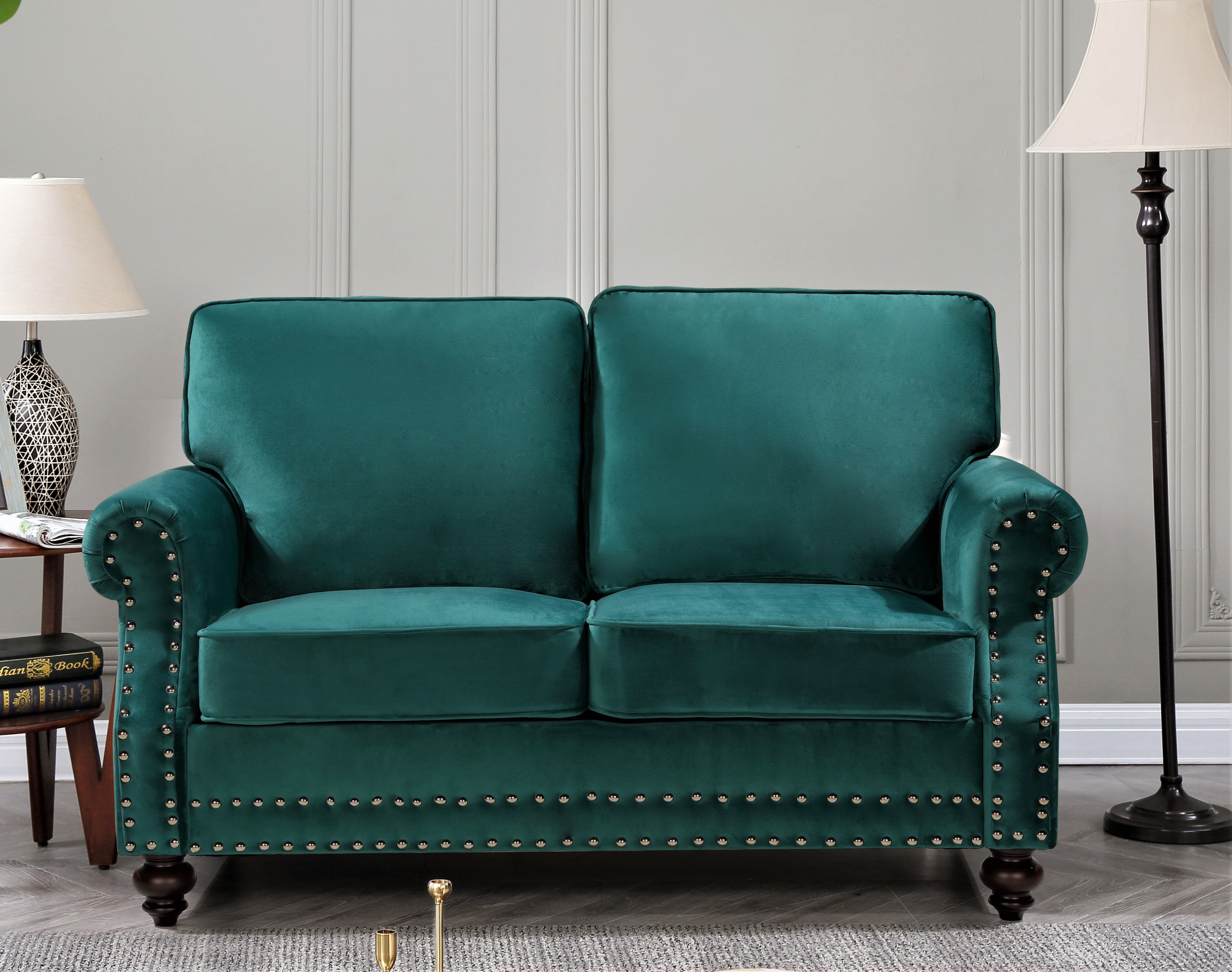 Uspridefurniture Feingold 3Pcs Velvet Living Room Set, Green