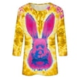 thumbnail image 5 of Cavosen Happy Easter Womens 3/4 Sleeve Shirts Summer Cute Bunny Tie Dye Print Pullover Blouse Crewneck Festival Tops Vacation Holiday T Shirts Loose Dressy Stylish Tees XL, 5 of 5