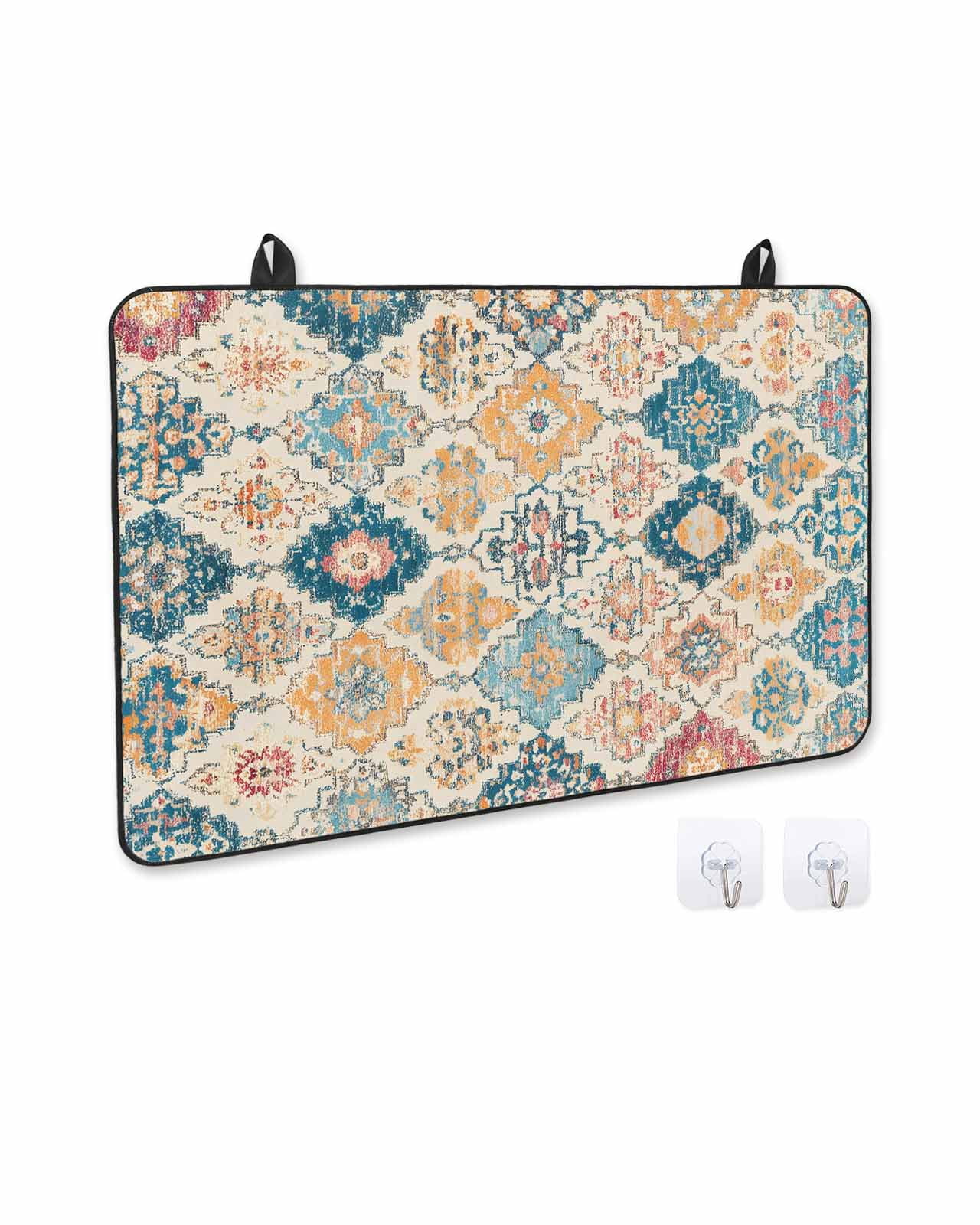 nqOlkjepod Large Induction Cooktop Protector Mat 24"x21", Morocco Ethnic Stove Top Covers for Electric Stove, Boho Country Retro Abstract Checked Stove Burner Cover Mats, Glass Top Stove Cover