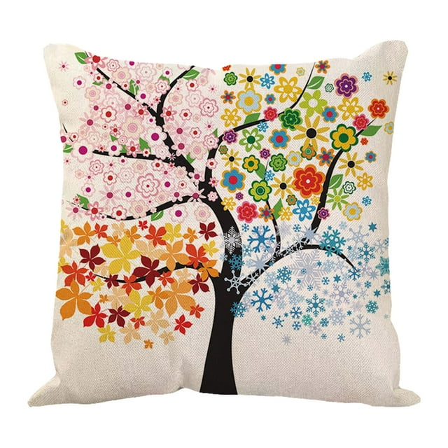 Almohada Almohada Productos de decoración para el hogar Almohada con diseño de árbol y flores Cojín para sofá Funda de cojín 45 x 45 cm