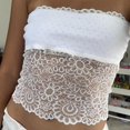 thumbnail image 3 of Women Sexy Y2k Tube Top Off Shoulder Strapless Lace Patchwork Mesh Bandeau Crop Top Fairy 90s Streetwear, 3 of 4