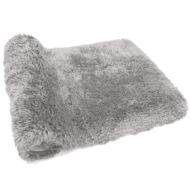 Alfombras de baño FIFU Luxury de microfibra gris plateado de 60 x 90 cm