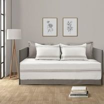 Lush Decor Farmhouse Stripe Quilted Cotton Daybed Cover Gray 6Pc Set 39X75