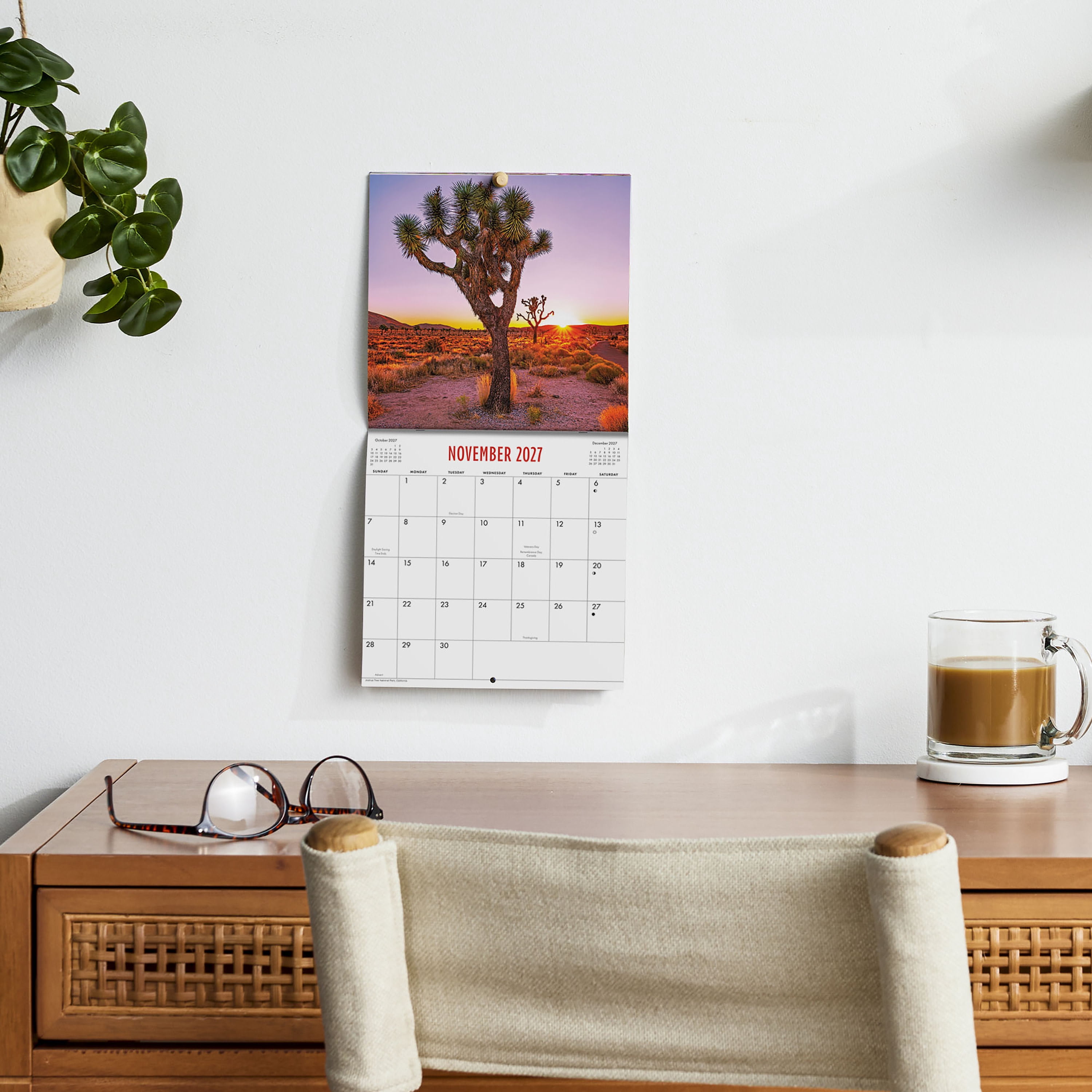 2027 National Parks Mini Hanging Wall Calendar 7x7 January-December Gridded