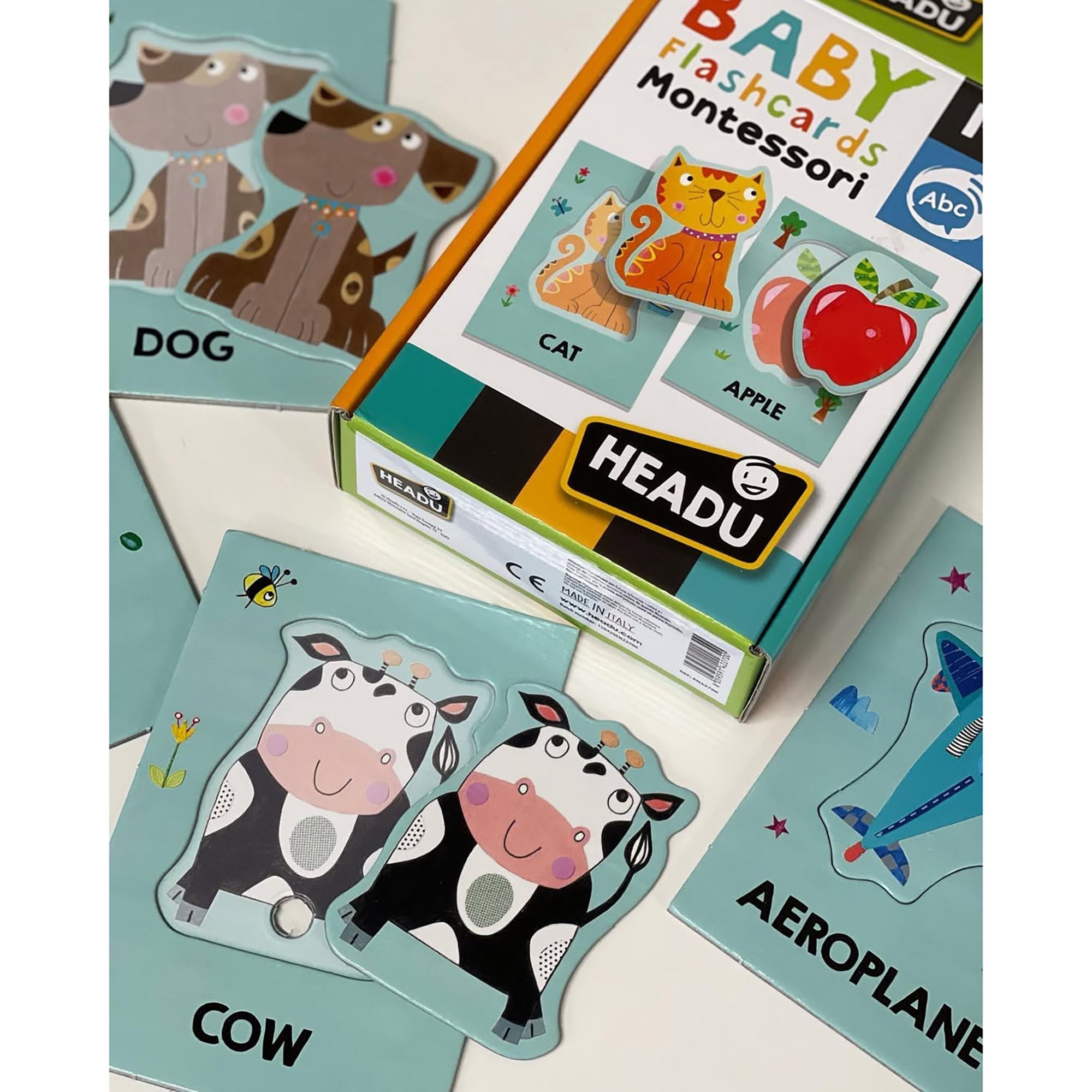 Headu: Flashcards - Baby Montessori - Shapes & Image Matching Game, Visual Association Play, Large Illustrated Cards, Preschool Activity, Toddlers 1-3
