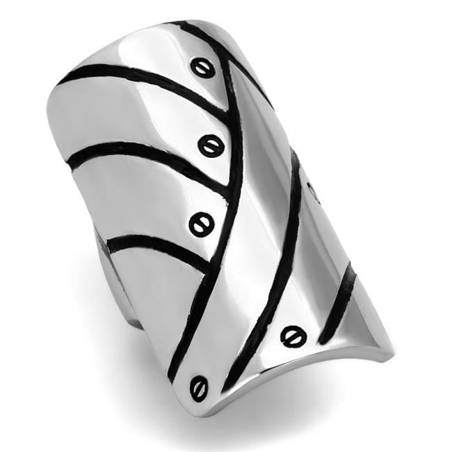 Bague en Acier Inoxydable Poli Sans Placage avec Aucune Pierre&44; Taille 5