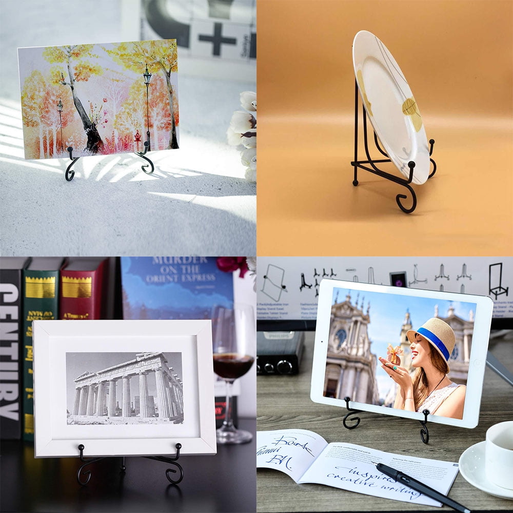 6 Pack Anti-Slip Iron Display Stand, Black Iron Easel Plate Display Photo Holder Stand, Picture Frame Holder Stand for Displaying Pictures, Plates, Books and Arts (12 inch)