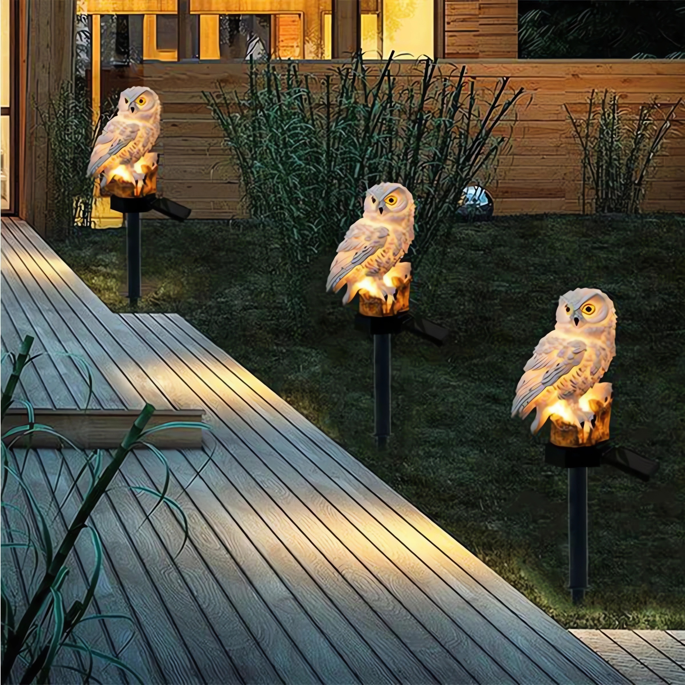 Garden Solar Lights Outdoor Decorative Resin Owl Solar LED Lights with Stake for Garden Lawn Pathway Yard Decortions - image 3 of 8