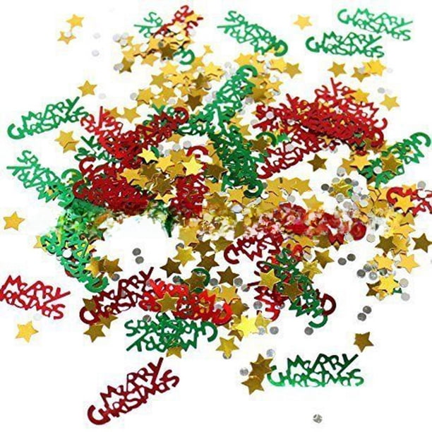 Confeti navideño, árbol de Navidad, copo de nieve, Papá Noel, alce, estrella de cinco puntas, lentejuelas, suministros de decoración navideña
