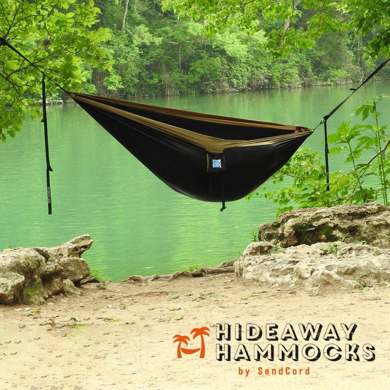 9 FT Hammock -Hammock in A Bag -Beach Hammock -SendCord Hideaway Nylon Hammocks for Outdoors -Parachute Hammock with Upraded Straps -Two Person Hammock for Camping, Backyard, Patio, Balcony-KHAKI
