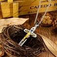 thumbnail image 2 of Pendant Cross for Car Rear View Mirror Hanging Cross Charm for Car Truck Mirror, Car Hanging Accessories Ornament Men Lord's Prayer Cross Necklace Stainless Steel (Mixed), 2 of 6