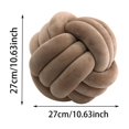thumbnail image 3 of Velvet Round Throw Pillow Knot Decor for Sofa Bed Living Room Khaki 27x27cm, 3 of 6