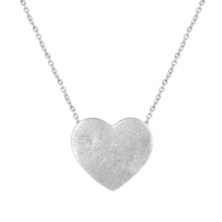 Floating Tiny Love Heart Simple Necklace Pendant in 925 Sterling Silver Jewelry with 18 inch Cable Chain + (Fine Gift Box)