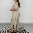 thumbnail image 5 of HAPIMO Women's Workout Sets Daily Tracksuit Outfits 2 Piece Solid Cotton Spring Holiday Fall Short Sleeve Round Neck Tops Elastic Waist Pants LoungeWear Casual Comfy Beige XXXXL, 5 of 8