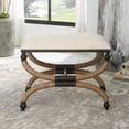 thumbnail image 5 of Uttermost Icaria Farmhouse MDF Iron Rope and Fabric Small Bench in Brown, 5 of 5