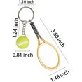 thumbnail image 3 of 2 Pieces Mini Tennis Racket Keychain Key Ring, Fashionable Alloy Tennis Ball Split Ring Keychain for Sport Lovers Team, 3 of 8