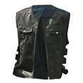 thumbnail image 5 of Men's Casual Fashion Solid Color Zipper Vest with Multiple Pockets, Motorcycle Rider Vest, Lightweight Layering Piece for Fall Winter Outdoor Riding and Daily Streetwear,Black,L, 5 of 7