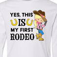 thumbnail image 4 of Inktastic Yes, This is My First Rodeo- Cowgirl in Hat and Boots Long Sleeve Youth T-Shirt, 4 of 5
